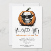 Haunting Jack O' Lantern Grinning Skull Halloween Kaart (Voorkant)