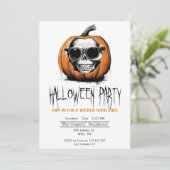 Haunting Jack O' Lantern Grinning Skull Halloween Kaart (Staand voorkant)