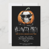 Haunting Jack O' Lantern Grinning Skull Halloween Kaart (Voorkant)