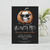 Haunting Jack O' Lantern Grinning Skull Halloween Kaart (Staand voorkant)