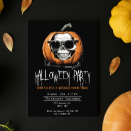 Haunting Jack O' Lantern Grinning Skull Halloween Kaart