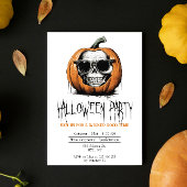 Haunting Jack O' Lantern Grinning Skull Halloween Kaart