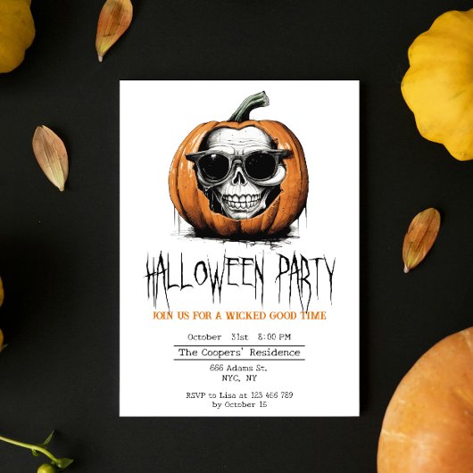 Haunting Jack O' Lantern Grinning Skull Halloween Kaart