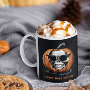Haunting Jack O' Lantern Grinning Skull Halloween Koffiemok