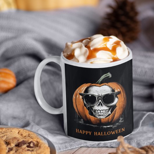 Haunting Jack O' Lantern Grinning Skull Halloween Koffiemok