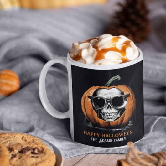 Haunting Jack O' Lantern Grinning Skull Halloween Koffiemok