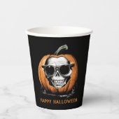 Haunting Jack O' Lantern Grinning Skull Halloween Papieren Bekers (Voorkant)