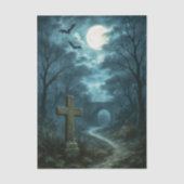 Haunting Moonlit Graveyard Decoupage Tissue Paper Tissuepapier (Voorkant)