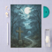 Haunting Moonlit Graveyard Decoupage Tissue Paper Tissuepapier (Craft)