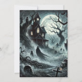 Haunting Night Scary Haunted House Halloween Party Kaart (Achterkant)