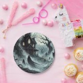 Haunting Night Scary Haunted House Halloween Party Papieren Bordje (Feest)