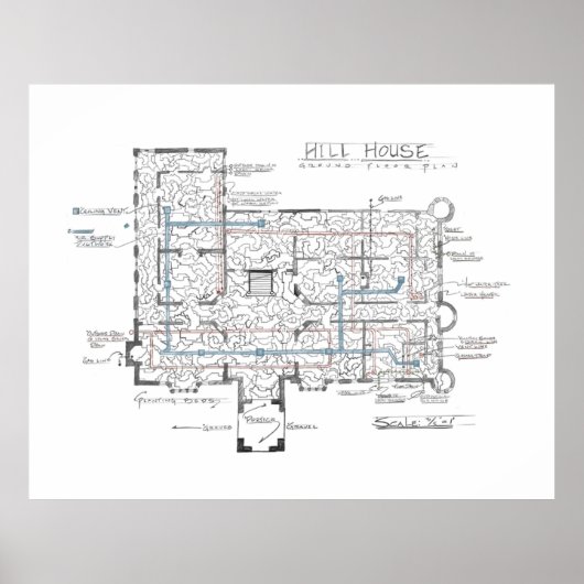 Haunting of Hill House Blueprint Poster (Voorkant)