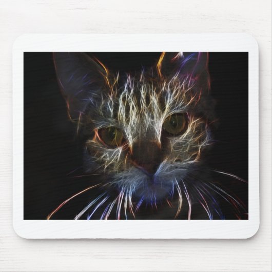 Haunting pet cat face art, gemaakt van licht - ges muismat (Voorkant)