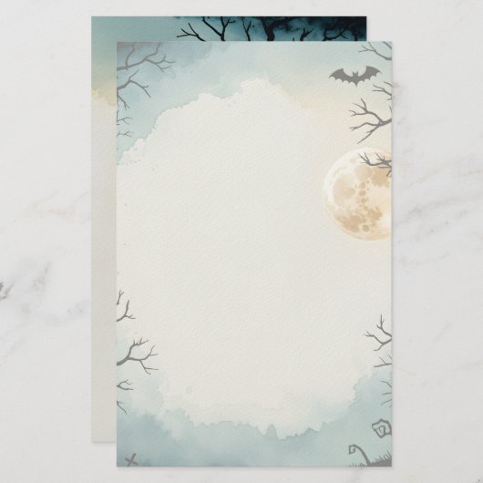 Haunting Stillness Printable Halloween Briefpapier (Voorkant / Achterkant)