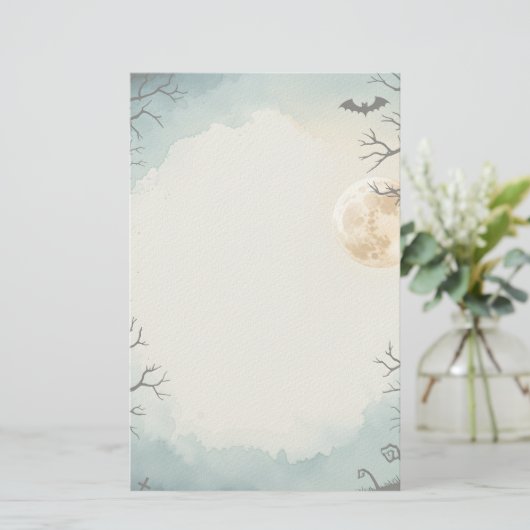 Haunting Stillness Printable Halloween Briefpapier (Staand voorkant)