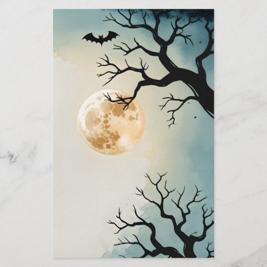 Haunting Stillness Printable Halloween Briefpapier (Achterkant)