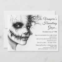 Haunting Vampire Woman Halloween Uitnodiging