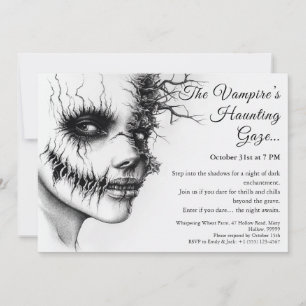 Haunting Vampire Woman Halloween Uitnodiging