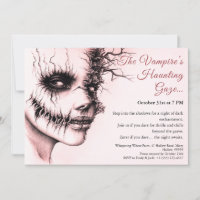 Haunting Vampire Woman Halloween Uitnodiging