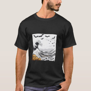 Haunting Wave beroemd gemaakt door Hokusai Hallowe T-shirt