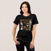 Haunting With My Homies Funny Halloween Characters Tri-Blend Shirt (Voorkant volledig)