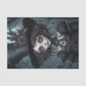 Haunting Yellow-Eyed Scarecrow Girl Decoupage Tissuepapier (Voorkant)