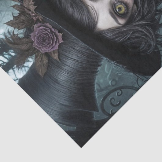 Haunting Yellow-Eyed Scarecrow Girl Decoupage Tissuepapier (Detail)