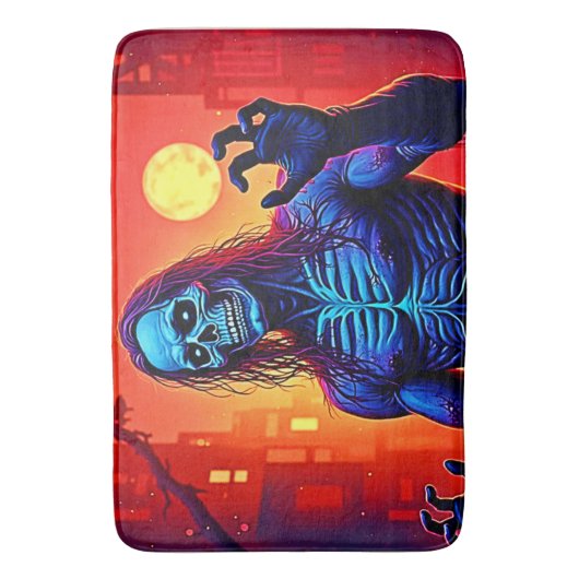 Haunting Zombie Demon In Het Stadsontwerp Badmat (Voorkant Verticaal)