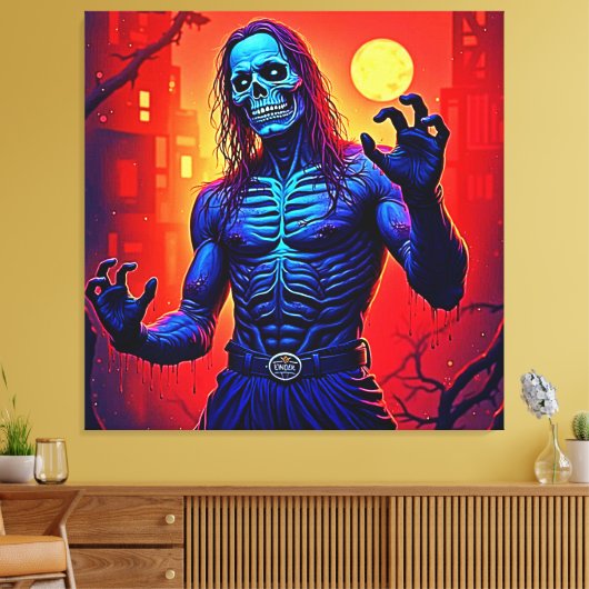 Haunting Zombie Demon In Het Stadsontwerp Canvas Afdruk (Insitu (Woonkamer))