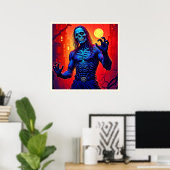 Haunting Zombie Demon In Het Stadsontwerp Poster (Thuiskantoor)