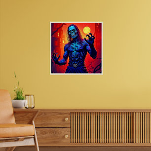 Haunting Zombie Demon In Het Stadsontwerp Poster