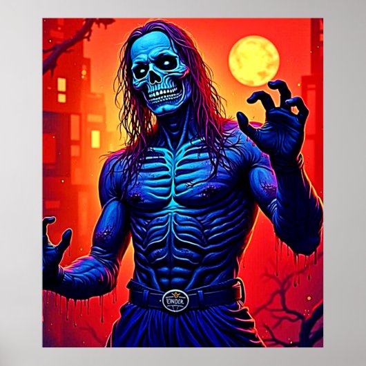 Haunting Zombie Demon In Het Stadsontwerp Poster (Voorkant)
