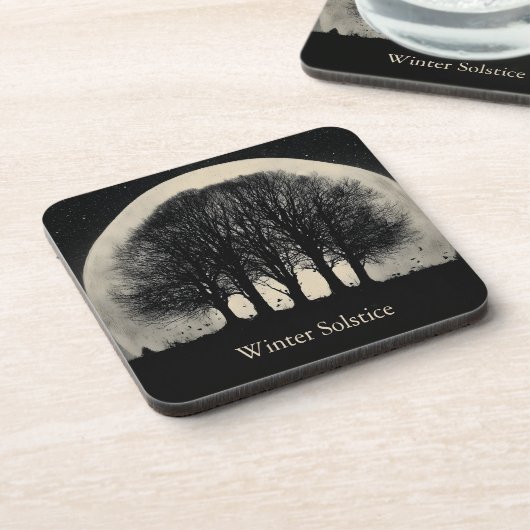 Hauntingly Beautiful Silhouette of Bare Trees Bier Onderzetter (Linkerzijde)