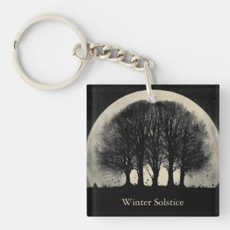 Hauntingly Beautiful Silhouette of Bare Trees Sleutelhanger