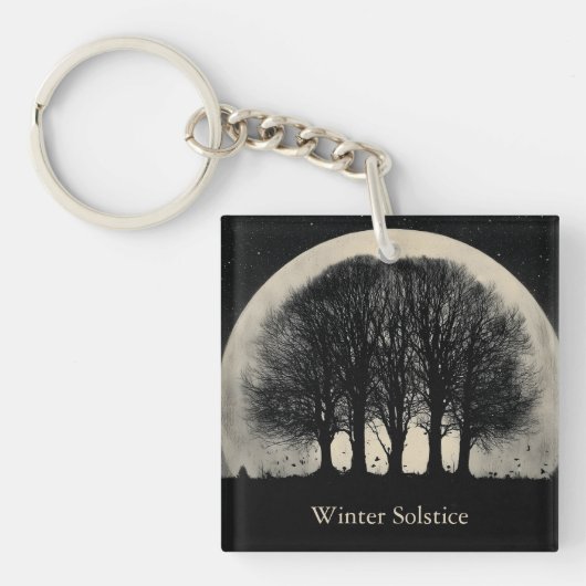 Hauntingly Beautiful Silhouette of Bare Trees Sleutelhanger (voorkant)