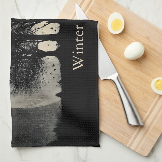 Hauntingly Beautiful Silhouette of Bare Trees Theedoek (Quarter Fold)