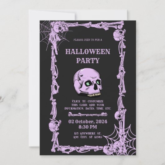 Hauntingly Elegant Halloween Party Invitation Kaart (Voorkant)