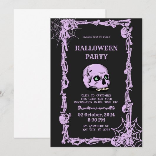 Hauntingly Elegant Halloween Party Invitation Kaart (Voorkant / Achterkant)