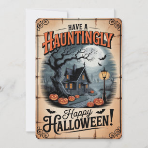 "Hauntingly Happy Halloween" Spooky House Feestdagenkaart
