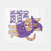 Hauntingly Schattige Een Spooky Verpleegster Kat Fleece Deken (Voorkant (Horizontaal))