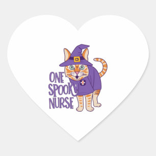 Hauntingly Schattige Een Spooky Verpleegster Kat Hart Sticker