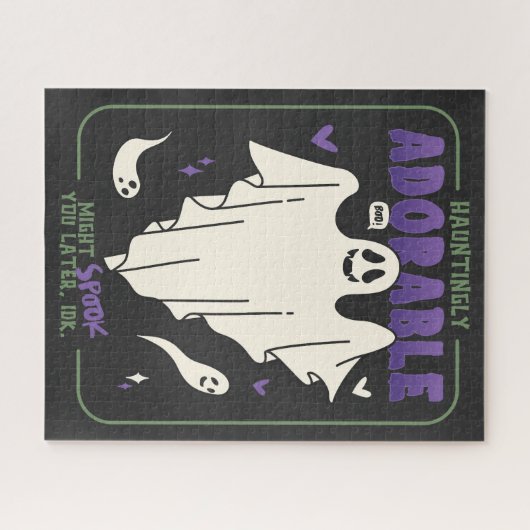 Hauntingly Schattige Grappige Halloween Ghost Geze Legpuzzel (Horizontaal)