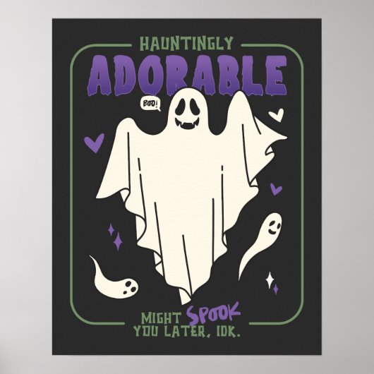 Hauntingly Schattige Grappige Halloween Ghost Geze Poster (Voorkant)