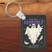 Hauntingly Schattige Grappige Halloween Ghost Geze Sleutelhanger (Voorkant)