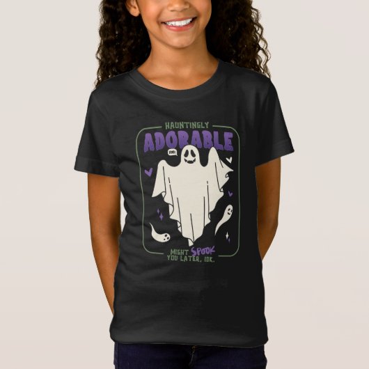 Hauntingly Schattige Grappige Halloween Ghost Geze T-shirt (Voorkant)