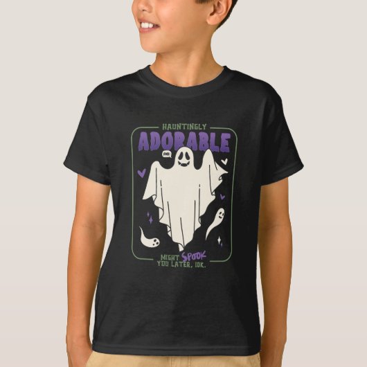 Hauntingly Schattige Grappige Halloween Ghost Geze T-shirt (Voorkant)