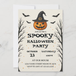 Hauntingly Spooky Halloween Party Invitation Kaart