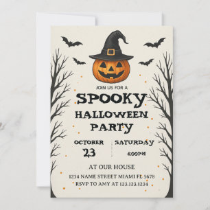 Hauntingly Spooky Halloween Party Invitation Kaart