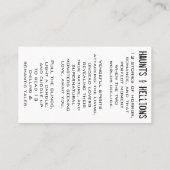 Haunts en helleeuwenkaarten visitekaartje (Achterkant)