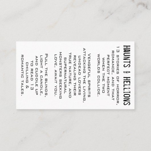 Haunts en helleeuwenkaarten visitekaartje (Achterkant)